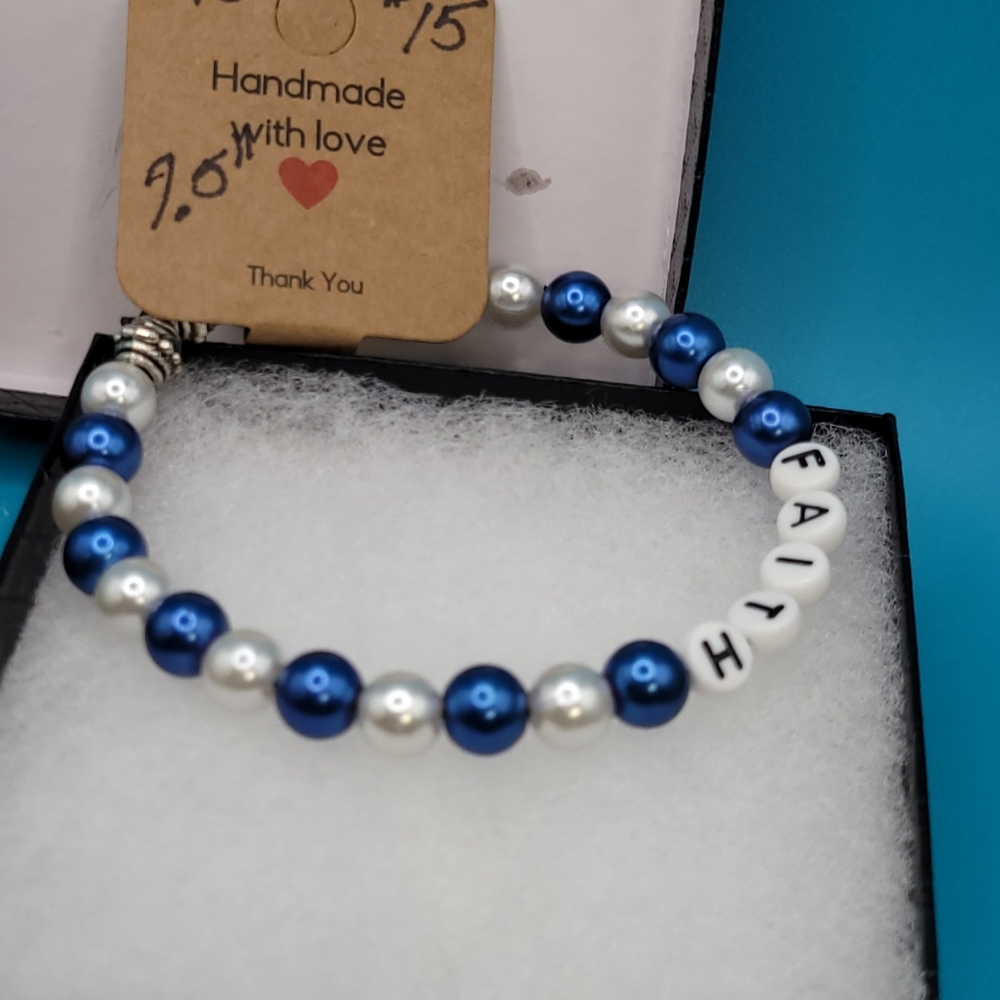 Hand-made Faith beaded bracelet
